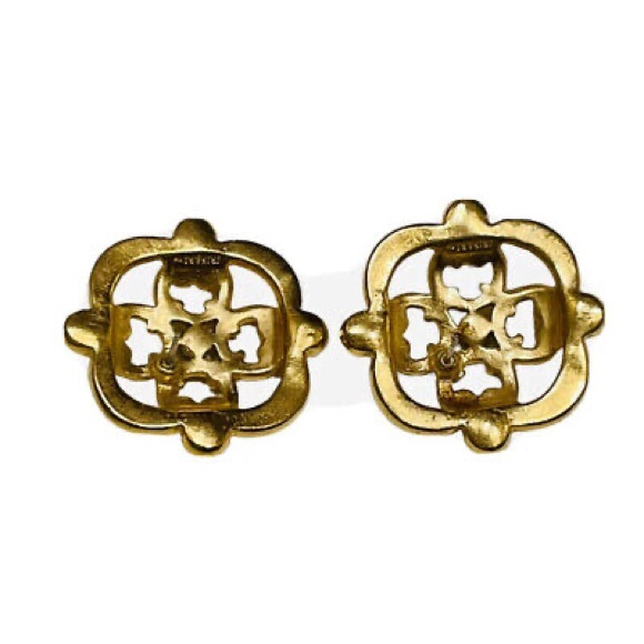 Trifari TM Gripoix Style Earrings Multicolor Jewel Of India Lucite Cabochon Post - Picture 3 of 5